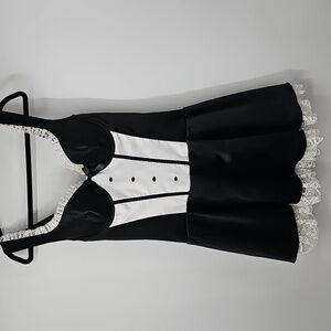 Fredrick's of Hollywood French Maid Black& White Sexy Babydoll Mini Dress Outfit
